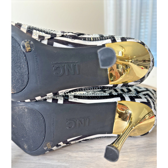 INC International Concepts Women’s Sequin Ankle Boots Black Silver 7 - Picture 8 of 10